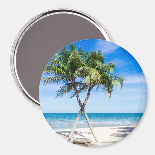 熱帯ヤシの木のビーチ夏の楽園の写真 マグネット (正面/裏面)