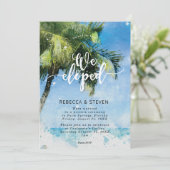 熱帯ヤシの木のビーチ私達は駆け落ちしました 招待状 (スタンド正面)
