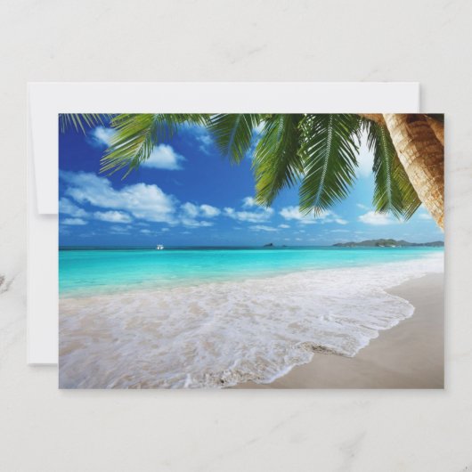 熱帯ヤシの木のビーチ結婚式の招待状 招待状 (裏面)