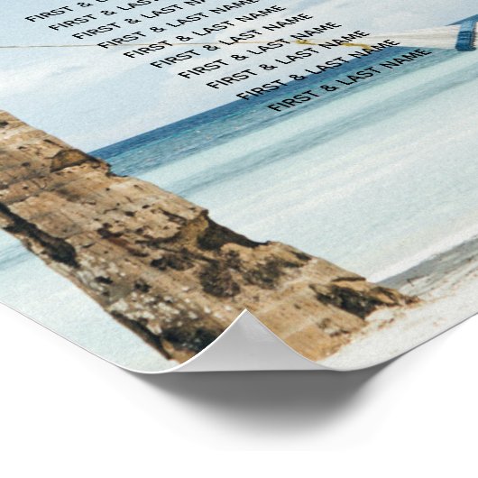 熱帯ヤシの木のビーチ結婚式シーティングチャート ポスター (角)