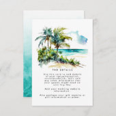 熱帯ヤシの木のビーチ結婚式情報カード エンクロージャーカード (正面/裏面)