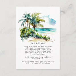 熱帯ヤシの木のビーチ結婚式情報カード エンクロージャーカード