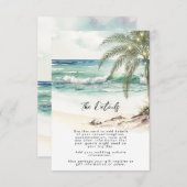 熱帯ヤシの木のビーチ結婚式情報カード エンクロージャーカード (正面/裏面)