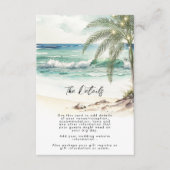 熱帯ヤシの木のビーチ結婚式情報カード エンクロージャーカード (正面)