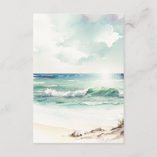 熱帯ヤシの木のビーチ結婚式情報カード エンクロージャーカード (裏面)