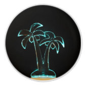 熱帯ヤシの木の上のネオンLitの一見 セラミックノブ (正面)