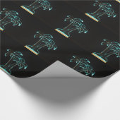 熱帯ヤシの木の上のネオンLitの一見 ラッピングペーパー (角)