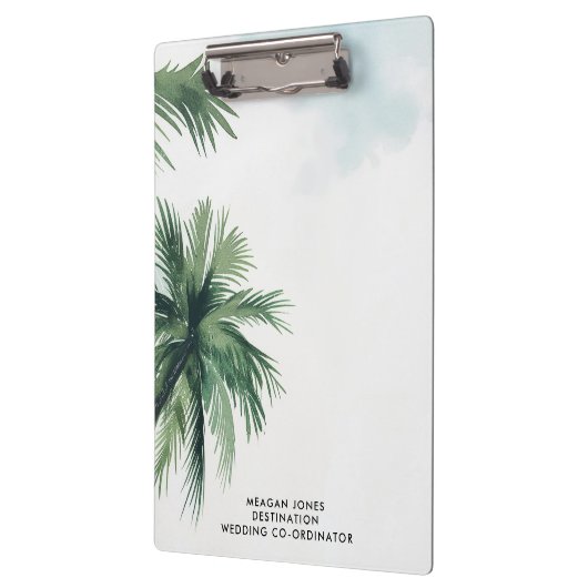 熱帯ヤシの木の夏のコーディネ結婚ーター クリップボード (左)