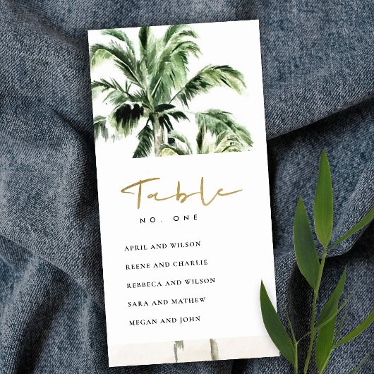 熱帯ヤシの木の座席表の番号 サンキューカード