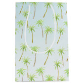 熱帯ヤシの木の水彩 ミディアムペーパーバッグ (正面)