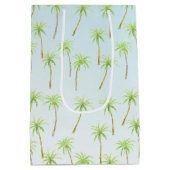 熱帯ヤシの木の水彩 ミディアムペーパーバッグ (裏面)