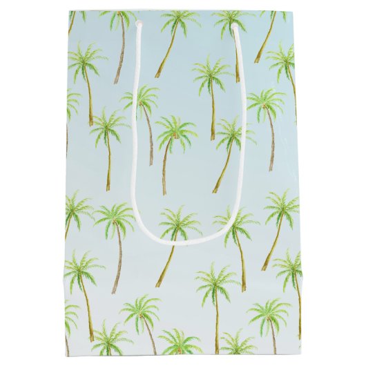 熱帯ヤシの木の水彩 ミディアムペーパーバッグ (裏面)