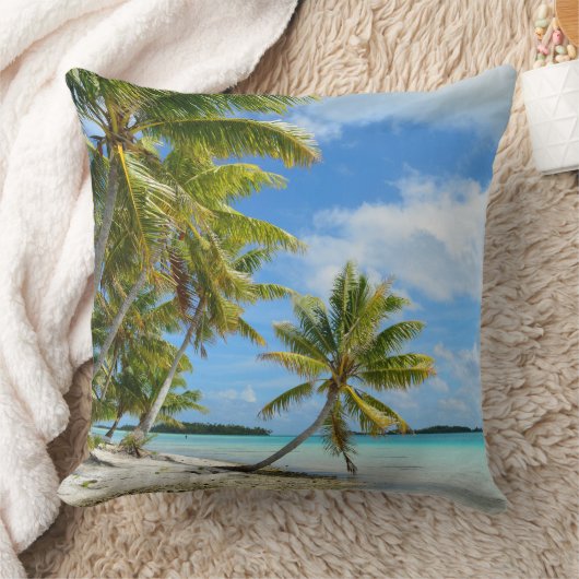 熱帯ヤシの木の白い砂のビーチの装飾用クッション クッション (ブランケット)