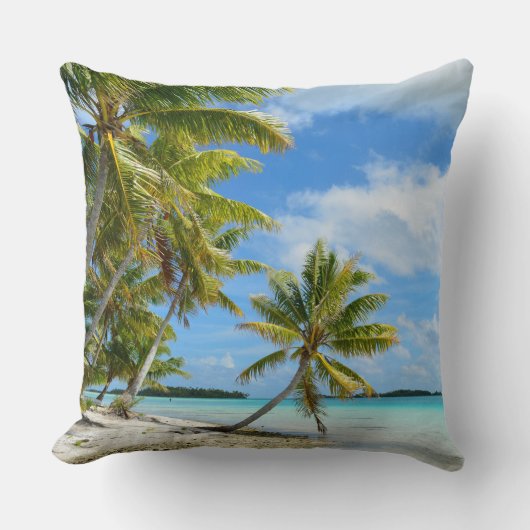 熱帯ヤシの木の白い砂のビーチの装飾用クッション クッション (正面)