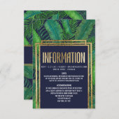 熱帯ヤシの木の緑の草木の金ゴールドの濃紺の詳細 エンクロージャーカード (正面/裏面)