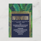 熱帯ヤシの木の緑の草木の金ゴールドの濃紺の詳細 エンクロージャーカード (正面)