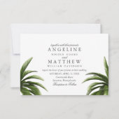 熱帯ヤシの木の緑結婚のカード 招待状 (正面)
