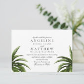 熱帯ヤシの木の緑結婚のカード 招待状 (スタンド正面)