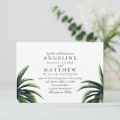 熱帯ヤシの木の緑結婚のカード 招待状 (スタンド正面)