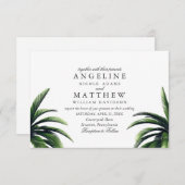 熱帯ヤシの木の緑結婚のカード 招待状 (正面/裏面)