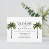 熱帯ヤシの木の緑結婚のカード 招待状 (スタンド正面)