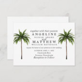 熱帯ヤシの木の緑結婚のカード 招待状 (正面/裏面)