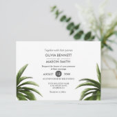 熱帯ヤシの木の緑結婚のカード 招待状 (スタンド正面)