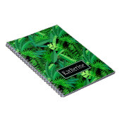 熱帯ヤシの木の葉は|あなたの名前を加えます ノートブック (右側)