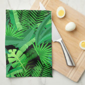 熱帯ヤシの木の葉 キッチンタオル (四つ折り)
