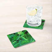 熱帯ヤシの木の葉 スクエアペーパーコースター (インサイチュ)