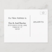 熱帯ヤシの木は新しい住所発表を浜に引き上げます 案内ポストカード (裏面)