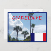 熱帯ヤシの木を持つグアドループ国旗 ポストカード (正面/裏面)