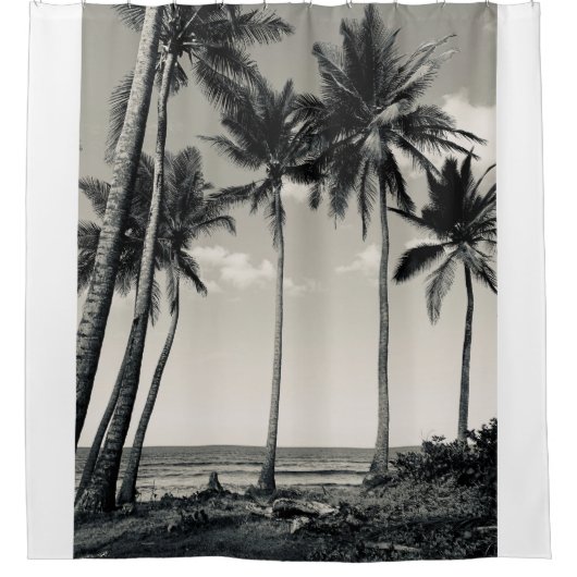熱帯ヤシの木オンザビーチ シャワーカーテン (正面)