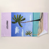 熱帯ヤシの木カスタマイズ可能なビーチタオル ビーチタオル (正面)