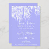 熱帯ヤシの木紫タイポグラフィスイート16 招待状 (正面/裏面)