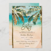熱帯ヤシの木60th誕生日パーティー 招待状 (正面/裏面)