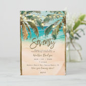 熱帯ヤシの木70th誕生日パーティー 招待状 (スタンド正面)