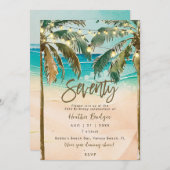 熱帯ヤシの木70th誕生日パーティー 招待状 (正面/裏面)