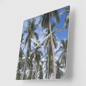 熱帯ヤシの木 スクエア壁時計 (傾斜)