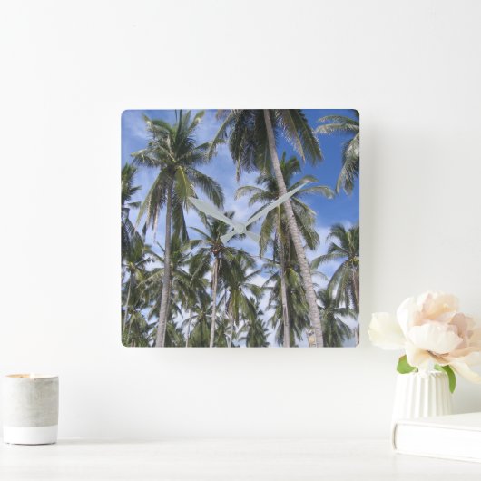 熱帯ヤシの木 スクエア壁時計 (ホーム)
