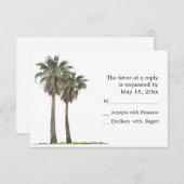 熱帯ヤシの木RSVPカード 出欠カード (正面/裏面)