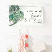 熱帯ヤシの緑の金ゴールドブライダルシャワー背景 横断幕 (インサイチュ)