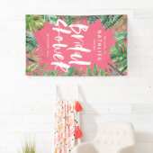 熱帯ヤシの葉とスクリプトの仮想ブライダルシャワー 横断幕 (インサイチュ)