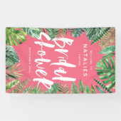 熱帯ヤシの葉とスクリプトの仮想ブライダルシャワー 横断幕 (横)