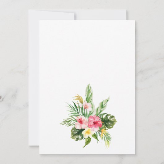 熱帯ヤシの葉とフローラパーソナライズされた 招待状 (裏面)