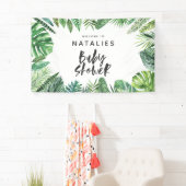 熱帯ヤシの葉と台本のベビーシャワー 横断幕 (インサイチュ)