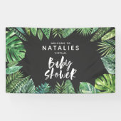 熱帯ヤシの葉のスクリプト仮想ベビーシャワー 横断幕 (横)