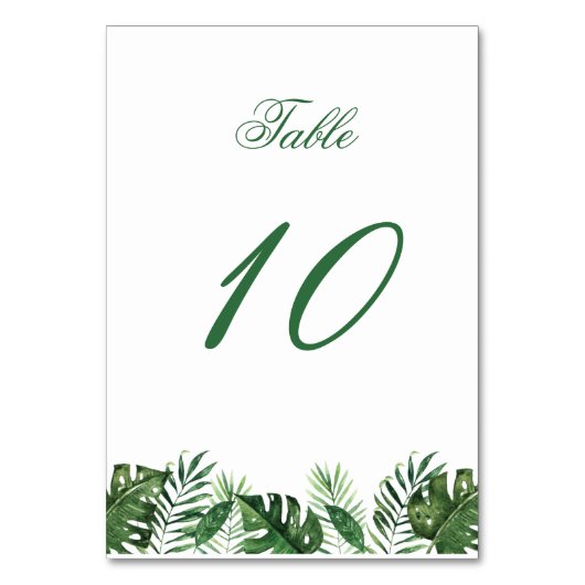熱帯ヤシの葉のテーブル番号 テーブルナンバー (正面)