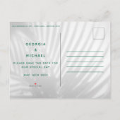 熱帯ヤシの葉のネオンスクリプモダントトレンディー救 案内ポストカード (裏面)