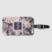 熱帯ヤシの葉のバラ金ゴールドネービーブルーアイランドシック ラゲッジタグ (正面横)